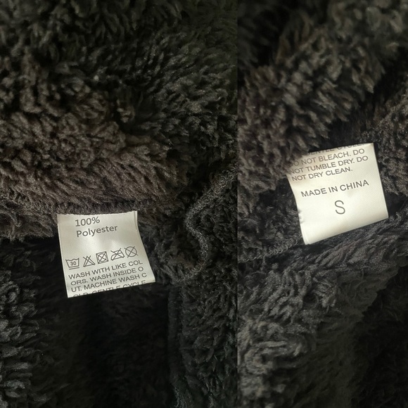 Black Hooded Super Soft Cropped Teddy Zip Up Jacket Women’s Small - Picture 9 of 13